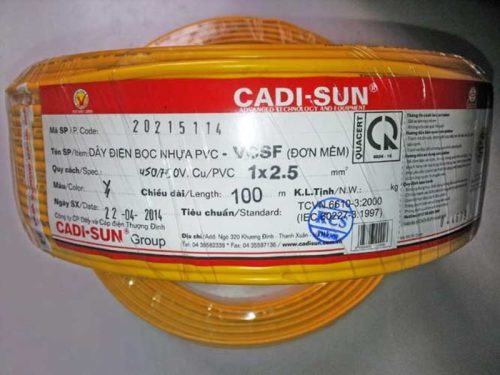 Dây cáp điện VCSF 1X2.5, CV 1X2.5 Cadisun