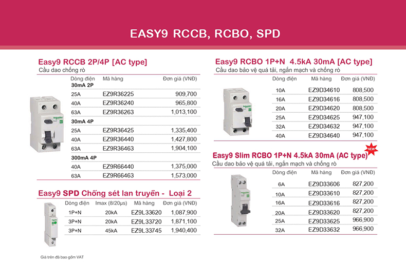 Aptomat schneider easy9 rccb rcbo spd
